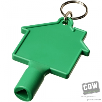Afbeelding van relatiegeschenk:Maximilian huisvormige nuts-sleutel met sleutelhanger