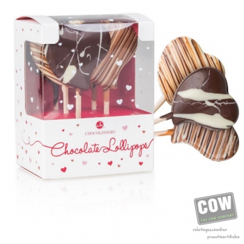 Afbeelding van relatiegeschenk:Chocolade lolly set - Hartjes Chocolade lolly&#039;s