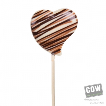 Afbeelding van relatiegeschenk:Chocolade lolly - Hart - Wit Chocolade lolly