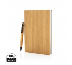 A5 Bamboe notitieboek & pen set bedrukken
