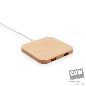 Afbeelding van relatiegeschenk:Bamboe 5W draadloze oplader met USB